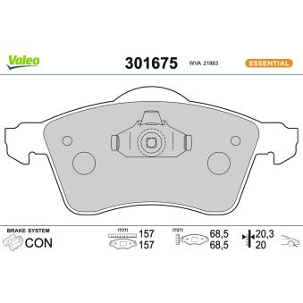 Jeu de 4 plaquettes de frein avant VALEO [301675]