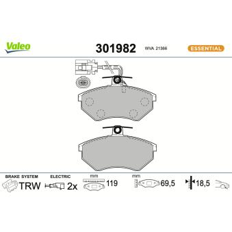 Jeu de 4 plaquettes de frein avant VALEO OEM 357698151C Jeu de 4 plaquettes de frein avant VALEO OEM 357698151C