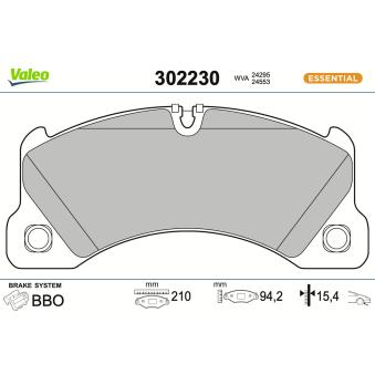 Jeu de 4 plaquettes de frein avant VALEO 302230 pour BMW Série 4 3.6 - 300cv
