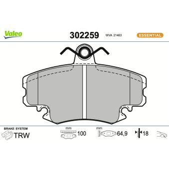 Jeu de 4 plaquettes de frein avant VALEO OEM 7701208265 Jeu de 4 plaquettes de frein avant VALEO OEM 7701208265