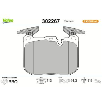 Jeu de 4 plaquettes de frein avant VALEO 302267 pour BMW Série 4 430 i - 252cv