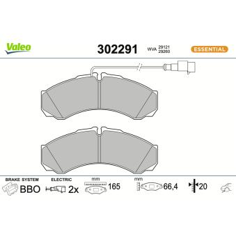 Jeu de 4 plaquettes de frein arrière VALEO 302291 pour IVECO DAILY 35 S 13. 40 C 13. 50 C 13 - 125cv