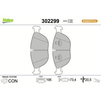 Jeu de 4 plaquettes de frein avant VALEO 302299 pour NISSAN TIIDA C 43 AMG - 306cv