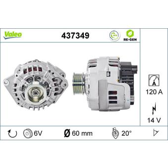 Alternateur VALEO 437349 pour TOYOTA LAND CRUISER 2.8 JTD 4x4 - 128cv