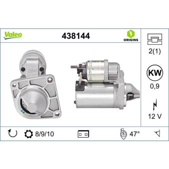 Démarreur VALEO 438144 pour FIAT PANDA 1.2 - 69cv