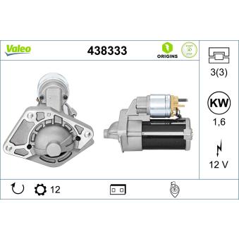 Démarreur VALEO 438333 pour NISSAN NV300 1.6 dci 95 - 95cv