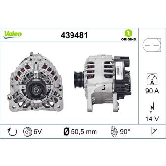 Alternateur VALEO 439481 pour SKODA FABIA 1.2 - 60cv