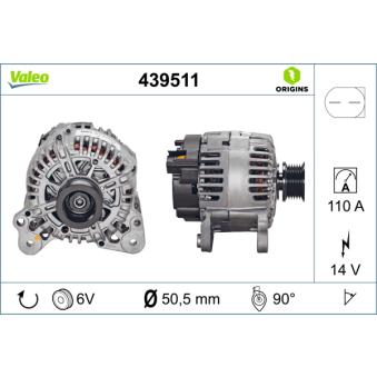 Alternateur VALEO 439511 pour CITROEN AMI 1.6 FSI - 110cv