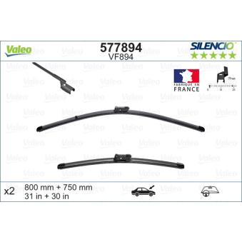 Kit balais d'essuie-glace VALEO 577894 pour BMW Série 5 1.2 PureTech 110 - 110cv