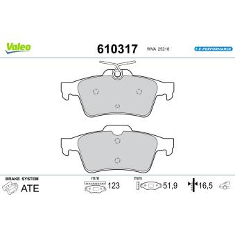 Jeu de 4 plaquettes de frein arrière VALEO OEM 4254A8