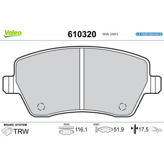 Jeu de 4 plaquettes de frein avant VALEO OEM 4106000Q0K