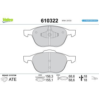 Jeu de 4 plaquettes de frein avant VALEO OEM 1712024