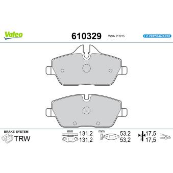 Jeu de 4 plaquettes de frein avant VALEO OEM 34116860016