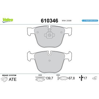 Jeu de 4 plaquettes de frein arrière VALEO OEM 6857117