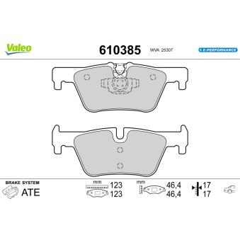 Jeu de 4 plaquettes de frein arrière VALEO OEM 34206799809