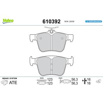 Jeu de 4 plaquettes de frein arrière VALEO OEM 3Q0698451H