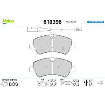 Jeu de 4 plaquettes de frein arrière VALEO OEM 1916327