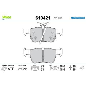 Jeu de 4 plaquettes de frein arrière VALEO OEM DG9C2M007GA