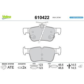 Jeu de 4 plaquettes de frein arrière VALEO OEM KTJ1GC2M007AC