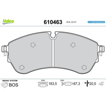 Jeu de 4 plaquettes de frein arrière VALEO [610463]