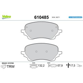 Jeu de 4 plaquettes de frein avant VALEO OEM KTL1TC2K021AC