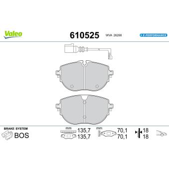 Jeu de 4 plaquettes de frein avant VALEO OEM 7LA698151
