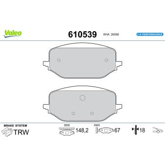 Jeu de 4 plaquettes de frein avant VALEO OEM 1647880280