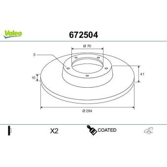 Jeu de 2 disques de frein arrière VALEO OEM 51815313