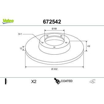 Jeu de 2 disques de frein arrière VALEO OEM 4F0615601E