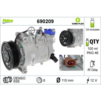 Compresseur, climatisation VALEO 690209 pour SEAT LEON 1.5 eTSI - 150cv