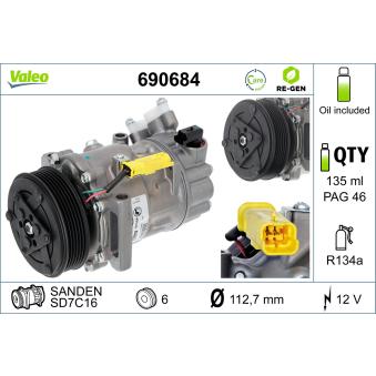 Compresseur, climatisation VALEO OEM 1618057980