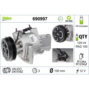 Compresseur, climatisation VALEO 690997