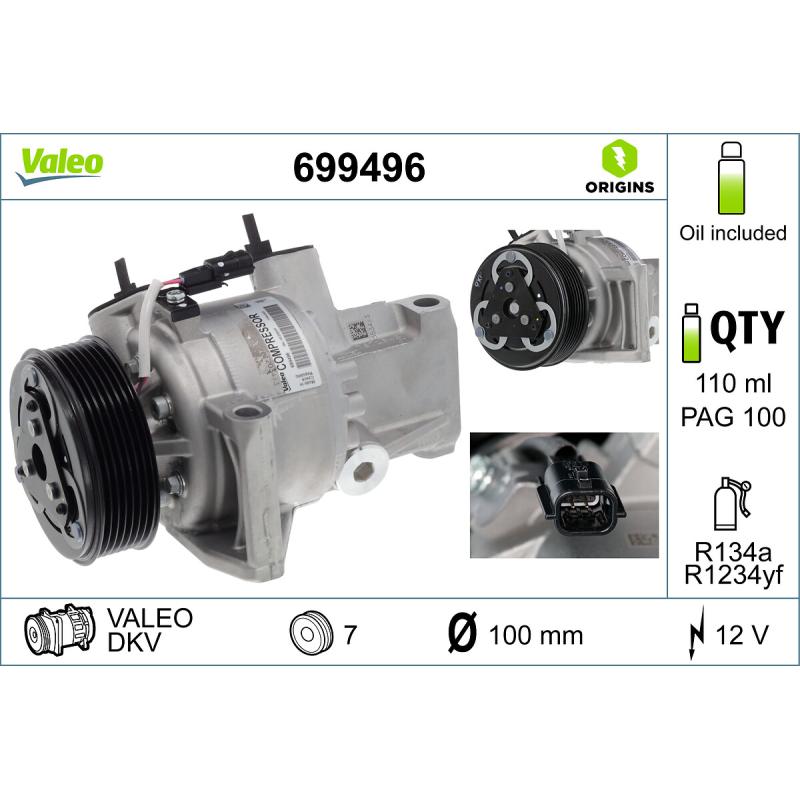 Compresseur, climatisation VALEO 699496 - Visuel 1