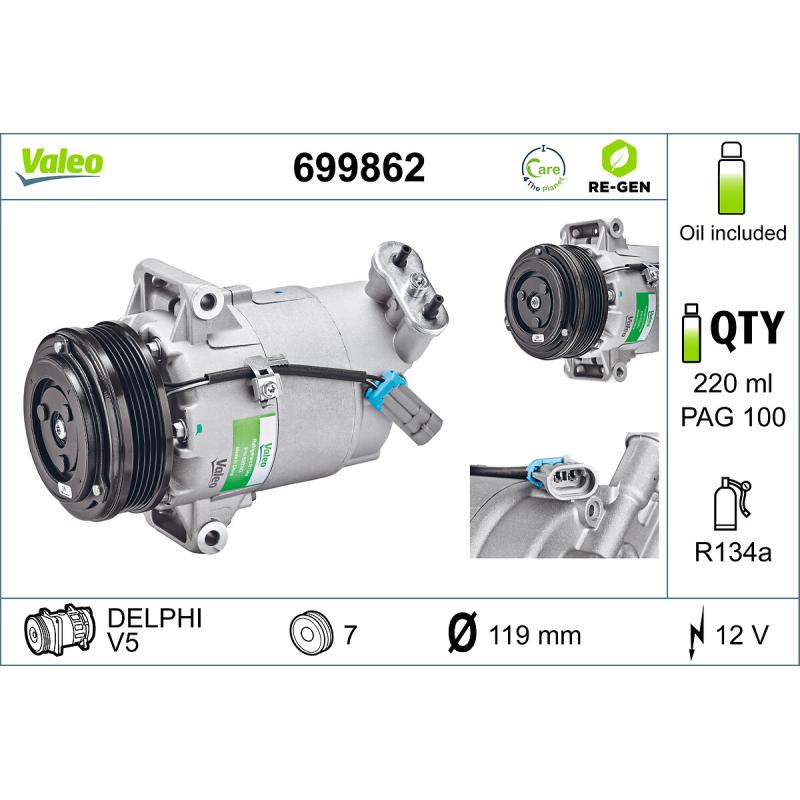 Compresseur, climatisation VALEO 699862 - Visuel 1