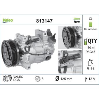 Compresseur, climatisation VALEO 813147 pour SEAT EXEO 1.5 dCi - 110cv