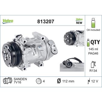 Compresseur, climatisation VALEO 813207 pour IVECO DAILY 70C14 V. 70C14 V/P - 140cv