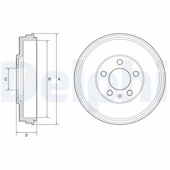 Tambour de frein DELPHI BF575 pour CITROEN C3 1.2 TSI - 110cv