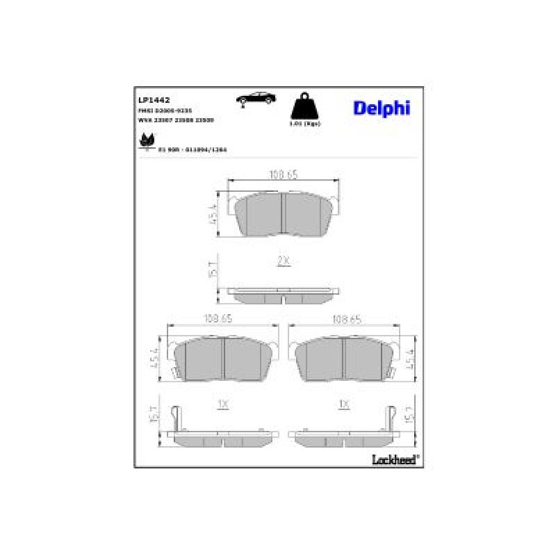 Jeu de 4 plaquettes de frein avant DELPHI LP1442 - Visuel 2