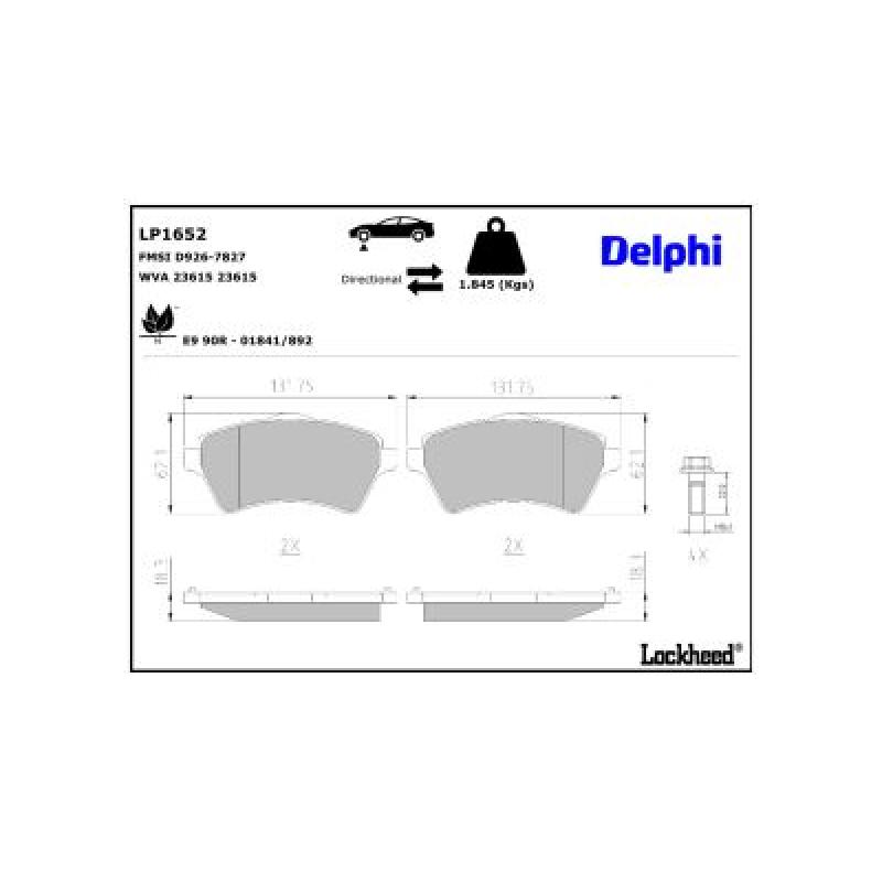 Jeu de 4 plaquettes de frein avant DELPHI LP1652 - Visuel 2