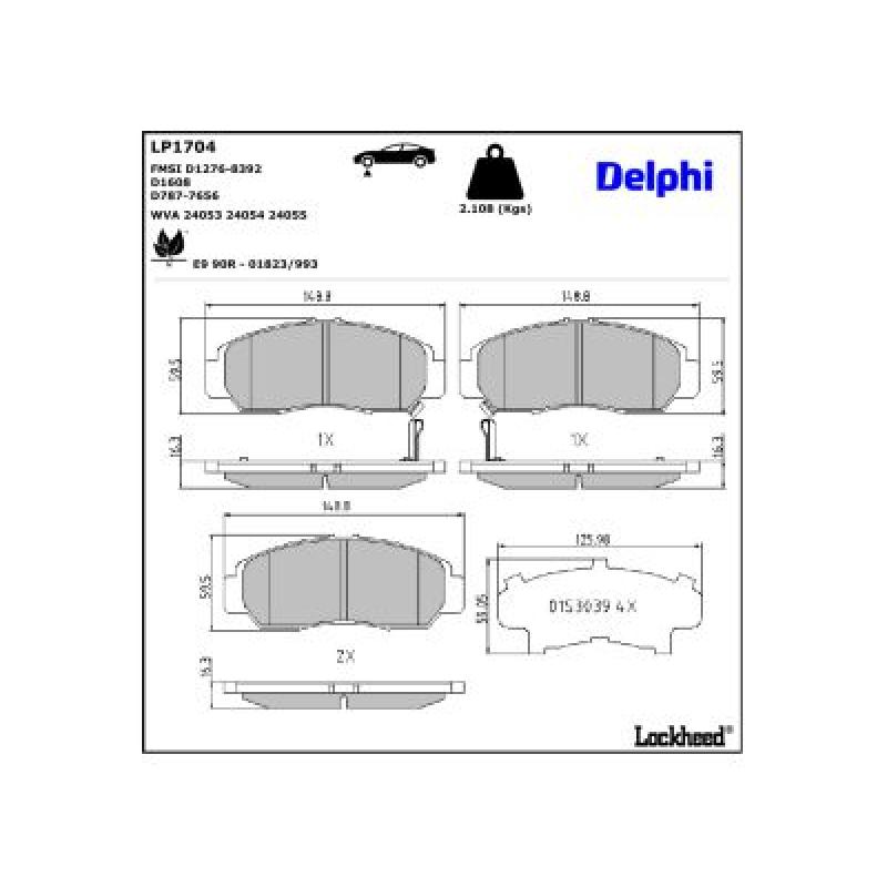 Jeu de 4 plaquettes de frein avant DELPHI LP1704 - Visuel 2