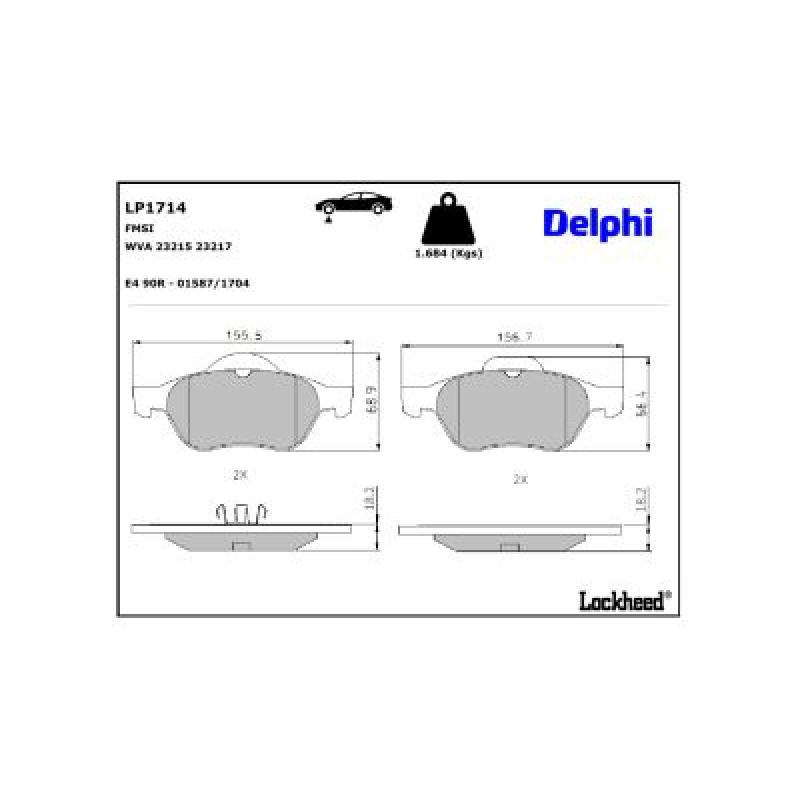 Jeu de 4 plaquettes de frein avant DELPHI LP1714 - Visuel 2