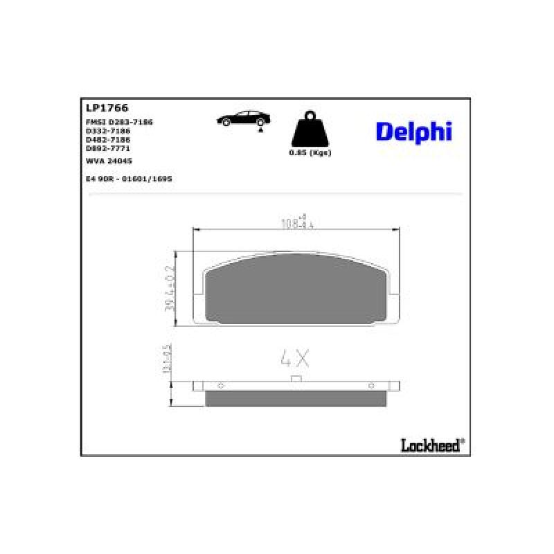 Jeu de 4 plaquettes de frein arrière DELPHI LP1766 - Visuel 2