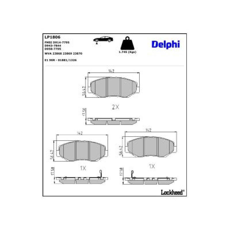 Jeu de 4 plaquettes de frein avant DELPHI LP1806 - Visuel 2