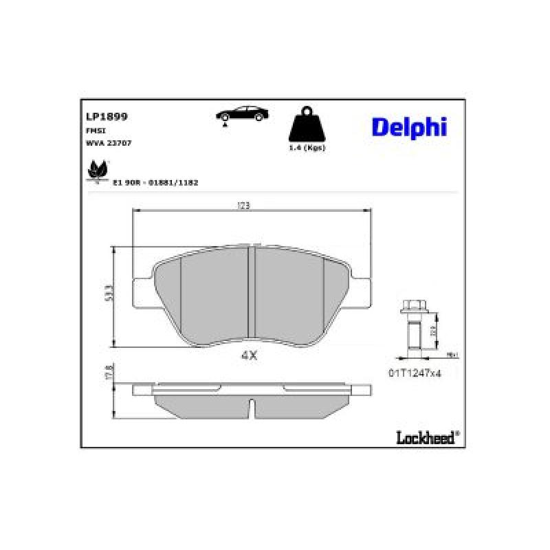 Jeu de 4 plaquettes de frein avant DELPHI LP1899 - Visuel 2