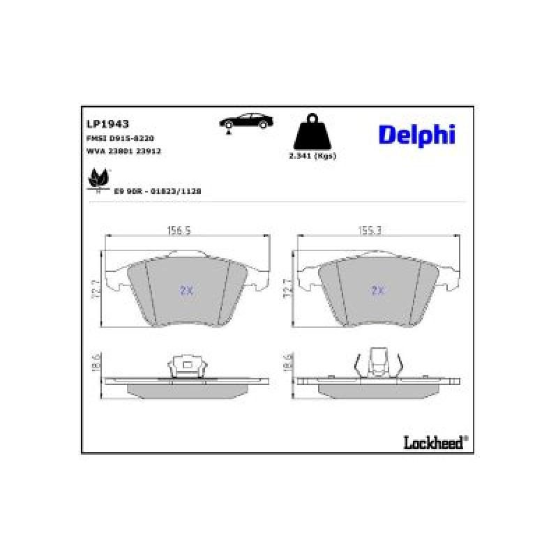 Jeu de 4 plaquettes de frein avant DELPHI LP1943 - Visuel 2