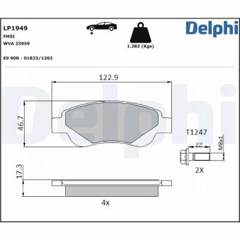 Jeu de 4 plaquettes de frein avant DELPHI OEM 044650H030 Jeu de 4 plaquettes de frein avant DELPHI OEM 044650H030