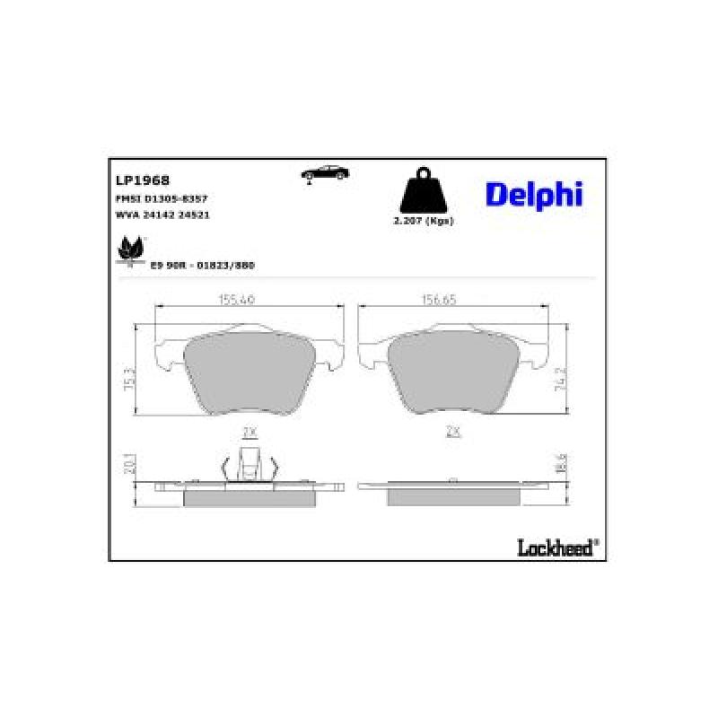 Jeu de 4 plaquettes de frein avant DELPHI LP1968 - Visuel 2
