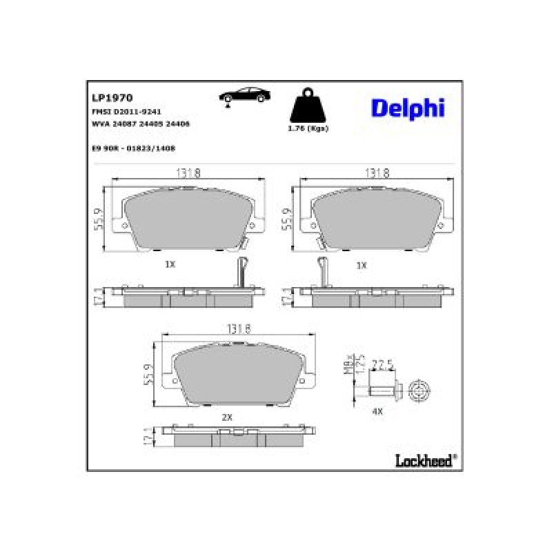 Jeu de 4 plaquettes de frein avant DELPHI LP1970 - Visuel 2