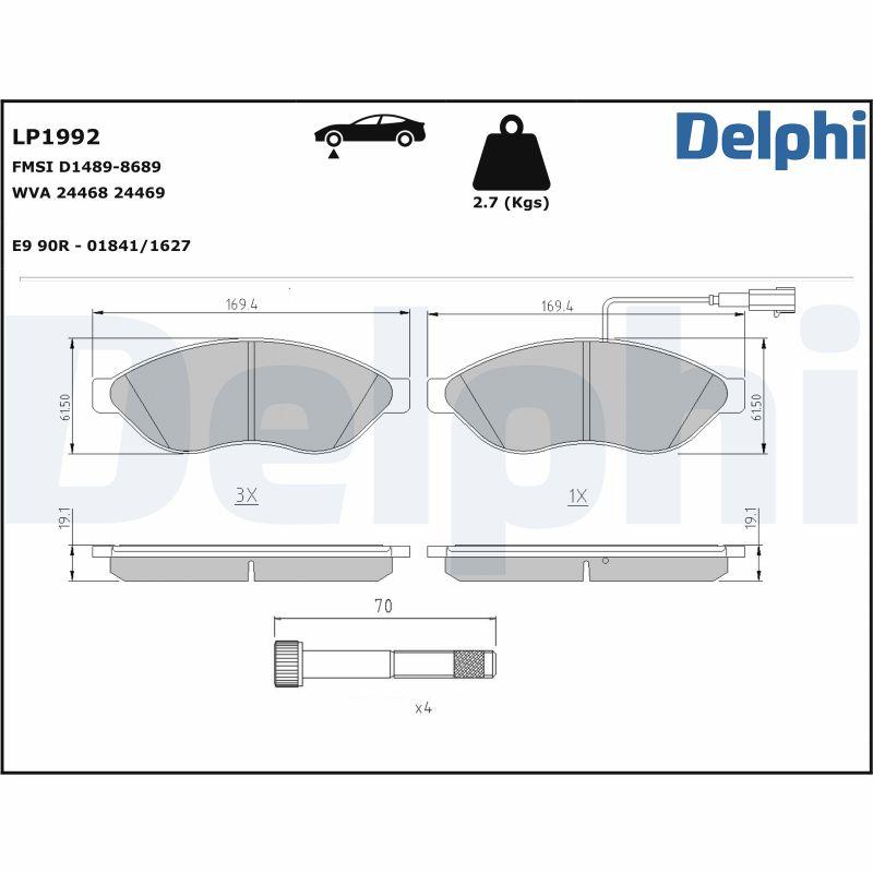 Jeu de 4 plaquettes de frein avant DELPHI LP1992 - Visuel 1