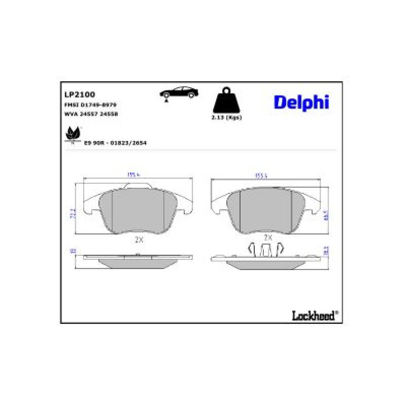 Jeu de 4 plaquettes de frein avant DELPHI LP2100 - Visuel 2